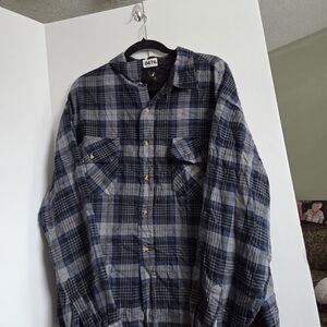 Men's Blue and Gray Plaid Dress Shirt